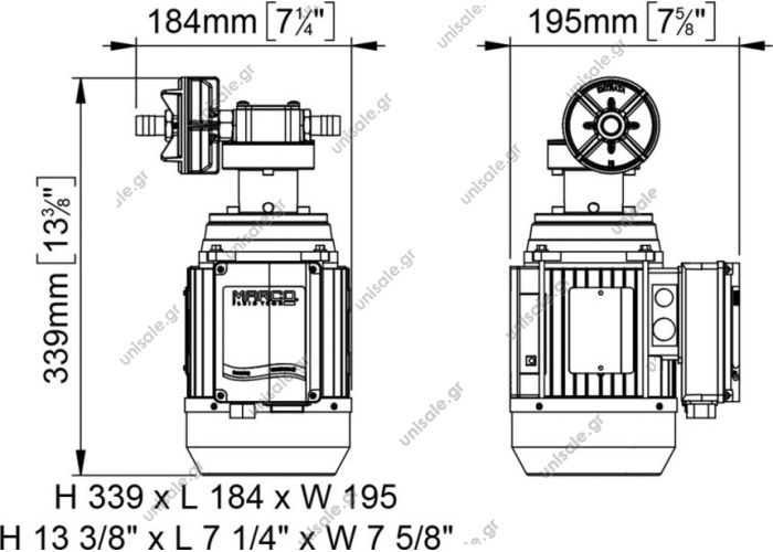 1640611C MARCO ΑΝΤΛΙΑ UP6/AC 220V 50 Hz Gear pump PTFE 7.4 gpm 4 Bar max pressure 28 Lpm max flow 230 Volt DC, 2.5 Amp fuse Nickel plated brass body Helicoidal bronze gears Viton seals, BUNA O rings 60°C 1640611C MARCO ΑΝΤΛΙΑ UP6/AC 220V 50 Hz Gear pump PTFE 7.4 gpm 4 Bar max pressure 28 Lpm max flow 230 Volt DC, 2.5 Amp fuse Nickel plated brass body Helicoidal bronze gears Viton seals, BUNA O rings 60°C